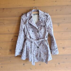 Anthropologie Subtle Safari Trench Coat 6 Leopard Neutral Boho Jacket Outerwear